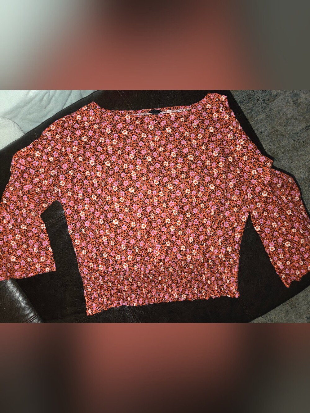 Ann Taylor Floral Smocked Mini Skirt - Pink & Orange